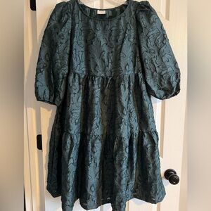 Women’s Textured Green Tiered Dress